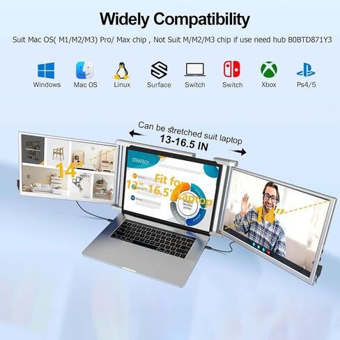 Portable Monitor for Laptop, 15.6'' 1080P FHD Laptop Screen Extender Dual Monitor- USB C HDMI Plug & Play Laptop Monitor Extender Speaker & Stand for Wins,Mac,Phone,Switch,PS4/5 in Saudi Arabia