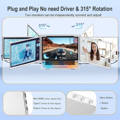 Portable Monitor for Laptop, 15.6'' 1080P FHD Laptop Screen Extender Dual Monitor- USB C HDMI Plug & Play Laptop Monitor Extender Speaker & Stand for Wins,Mac,Phone,Switch,PS4/5 in Saudi Arabia