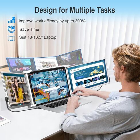 Portable Monitor for Laptop, 15.6'' 1080P FHD Laptop Screen Extender Dual Monitor- USB C HDMI Plug & Play Laptop Monitor Extender Speaker & Stand for Wins,Mac,Phone,Switch,PS4/5 in Saudi Arabia