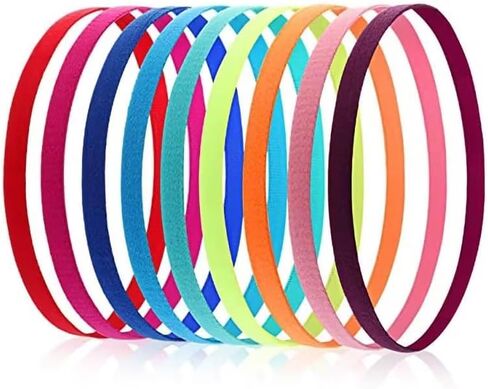 6 Pcs Colored Thin Elastic Headbands Skinny Stretchy Headbands for Women Girls Yoga Sports Hair Band with Non Slip Silicone Grip Athletic for Women Hair Accessories in Saudi Arabia