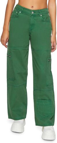 Forever 21 Women's Mid-Rise Denim Cargo Pants in Saudi Arabia