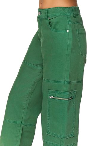 Forever 21 Women's Mid-Rise Denim Cargo Pants in Saudi Arabia