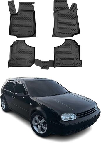 OMAC Floor Mats for VW Golf Mk4 1998-2006 Car Mats All Weather 3D Custom Fit Rubber Mat Waterproof Odorless TPE Floor Liners Laser Measured Non-Slip (Black) in Saudi Arabia