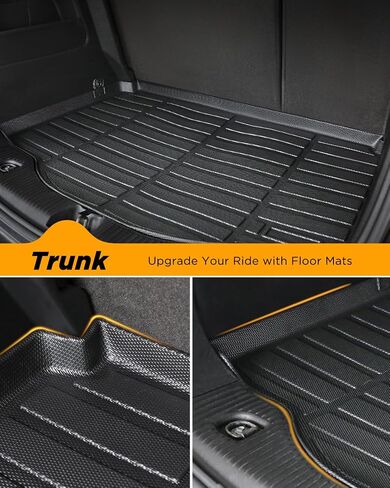 All Weather Floor Mats Full Set for Chevy Trax 2014-2023 for Buick Encore 2013-2023, Custom Fit for Front Rear Row & Trunk Mat Cargo Liner, Heavy Duty TPE Black Car Accessories in Saudi Arabia
