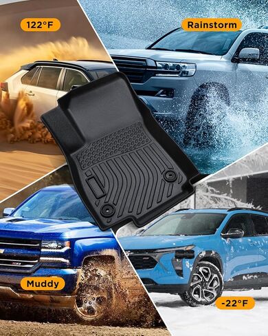All Weather Floor Mats Full Set for Chevy Trax 2014-2023 for Buick Encore 2013-2023, Custom Fit for Front Rear Row & Trunk Mat Cargo Liner, Heavy Duty TPE Black Car Accessories in Saudi Arabia