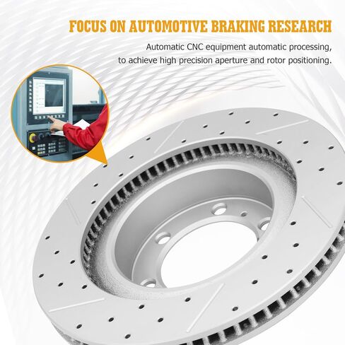 Disc Brake Rotors, Front and Rear Drilled Slotted Vented Rotor Set of 4 for 2010 2011 2012 2013 2014 2015 2016 2017 2018 2019 2020 Toyota 4Runner 2010-2021 Lexus GX460 in Kuwait