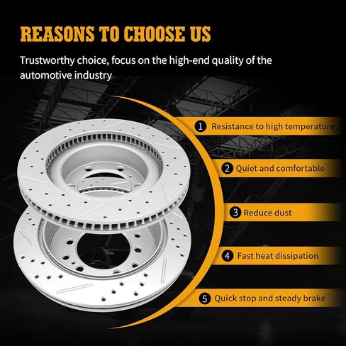 Disc Brake Rotors, Front and Rear Drilled Slotted Vented Rotor Set of 4 for 2010 2011 2012 2013 2014 2015 2016 2017 2018 2019 2020 Toyota 4Runner 2010-2021 Lexus GX460 in Kuwait