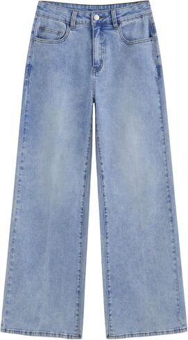 CIDER Women's Middle Waist Straight Leg Jeans Light Wash Denim Casual Going Out Pants in Saudi Arabia