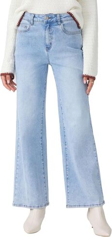 CIDER Women's Middle Waist Straight Leg Jeans Light Wash Denim Casual Going Out Pants in Saudi Arabia