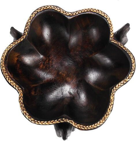 AeraVida Triumphant Elephants Rain Tree Wood Tray Hand Carved in Saudi Arabia