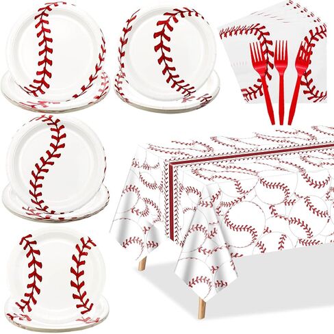 Softball Party Decorations - 81Pcs Softball Birthday Party Decorations Softball Plates and Napkins Sets, Softball Tablecloth for Sports Fans Kid Adult Softball Party Supplies, Serve 20 in Kuwait