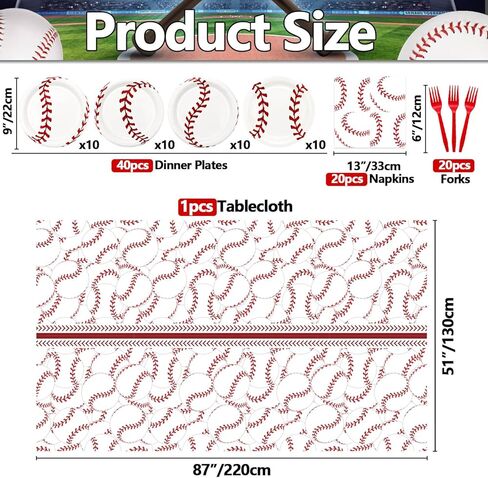 Softball Party Decorations - 81Pcs Softball Birthday Party Decorations Softball Plates and Napkins Sets, Softball Tablecloth for Sports Fans Kid Adult Softball Party Supplies, Serve 20 in Kuwait