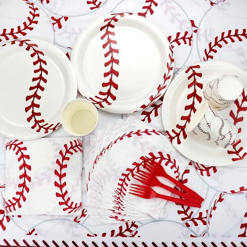 Softball Party Decorations - 81Pcs Softball Birthday Party Decorations Softball Plates and Napkins Sets, Softball Tablecloth for Sports Fans Kid Adult Softball Party Supplies, Serve 20 in Kuwait