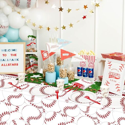 Softball Party Decorations - 81Pcs Softball Birthday Party Decorations Softball Plates and Napkins Sets, Softball Tablecloth for Sports Fans Kid Adult Softball Party Supplies, Serve 20 in Kuwait