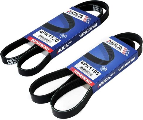 MOCA 4PK1120 & 6PK1195 2 Pcs EPDM Serpentine Belts fits for Honda 2003-2004 Pilot EX Sport Utility 4-Door 3.5L, 2003-2004 Pilot LX, for Acura 2001-2002 MDX, and More in Saudi Arabia