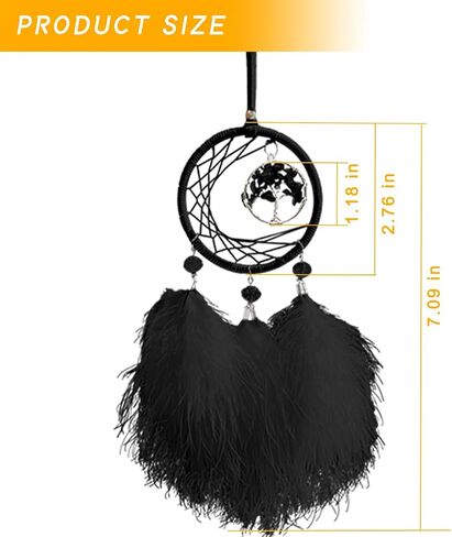 قلادة Dream Catchers لمرآة الرؤية الخلفية للسيارة، زينة معلقة مصنوعة يدويًا للمركبة، إكسسوارات ديكور داخلي ساحرة للنساء والفتيات، عالمية للمركبات، المنزل، المكتب (أبيض) in Saudi Arabia