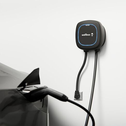 Wallbox Pulsar Plus Level 2 Electric Vehicle Smart Charger - Ultra-Compact, WiFi, Bluetooth, Alexa/Google Home, Energy Star and UL Certified, 25ft Cable, Indoor/Outdoor EVSE, Assembled in USA (48 Amp) in Saudi Arabia