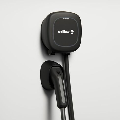 Wallbox Pulsar Plus Level 2 Electric Vehicle Smart Charger - Ultra-Compact, WiFi, Bluetooth, Alexa/Google Home, Energy Star and UL Certified, 25ft Cable, Indoor/Outdoor EVSE, Assembled in USA (48 Amp) in Saudi Arabia