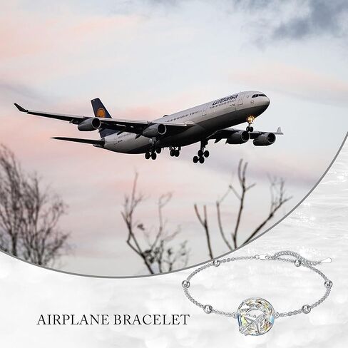 MONGAS Airplane Bracelet 925 Sterling Silver Airplane Link Bracelet Created Crystal Bracelets Travel Jewelry for Women Pilot Flight Attendant Gifts in Saudi Arabia