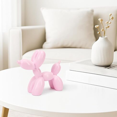 Small Pink Balloon Dog Statue, 2.9 x 2.5 Inch Cute Animal Art Decor Sculpture for Home Shelves, Mini Shelf Decoration Trendy Ornaments Collection Figurine for Bedroom Living Room Office Desktop in Saudi Arabia