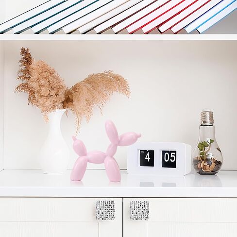 Small Pink Balloon Dog Statue, 2.9 x 2.5 Inch Cute Animal Art Decor Sculpture for Home Shelves, Mini Shelf Decoration Trendy Ornaments Collection Figurine for Bedroom Living Room Office Desktop in Saudi Arabia