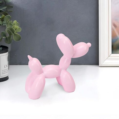 Small Pink Balloon Dog Statue, 2.9 x 2.5 Inch Cute Animal Art Decor Sculpture for Home Shelves, Mini Shelf Decoration Trendy Ornaments Collection Figurine for Bedroom Living Room Office Desktop in Saudi Arabia