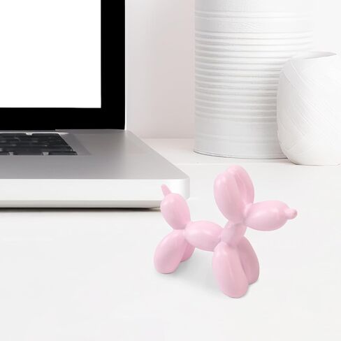 Small Pink Balloon Dog Statue, 2.9 x 2.5 Inch Cute Animal Art Decor Sculpture for Home Shelves, Mini Shelf Decoration Trendy Ornaments Collection Figurine for Bedroom Living Room Office Desktop in Saudi Arabia