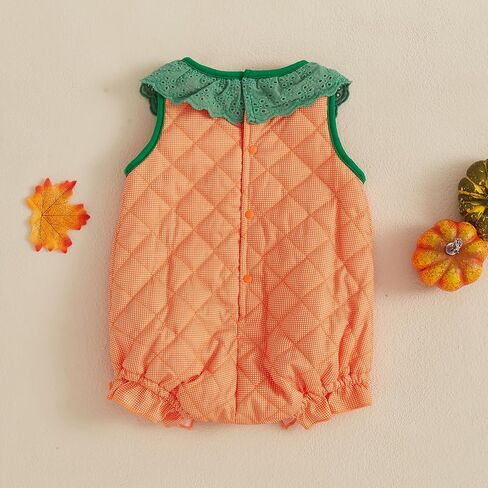 Toddler Baby Girl Boy Halloween Pumpkin Costumes Pumpkin Face Print Tie-Up Sleeveless Cosplay Romper Bodysuit Clothes in Saudi Arabia