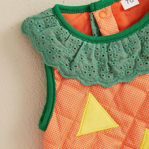 Toddler Baby Girl Boy Halloween Pumpkin Costumes Pumpkin Face Print Tie-Up Sleeveless Cosplay Romper Bodysuit Clothes in Saudi Arabia