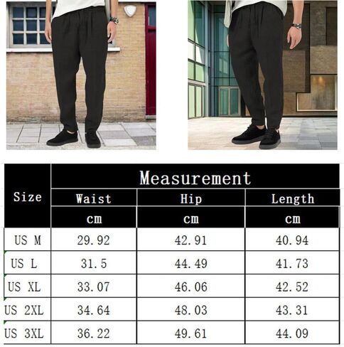 Mens Casual Linen Pants Drawstring Lightweight Solid Color Summer Beach Yoga Trousers in Saudi Arabia