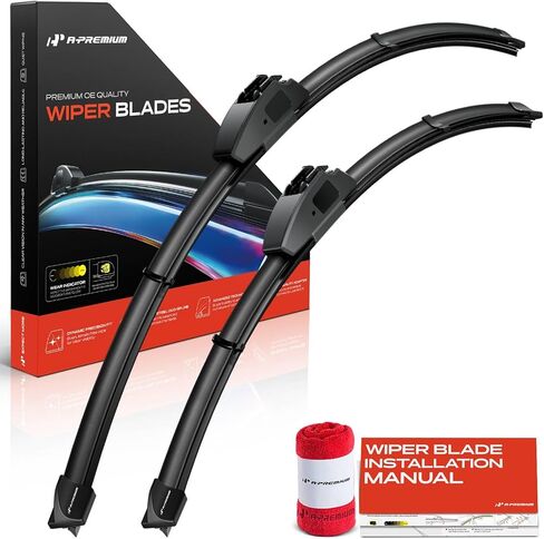 A-Premium Pack of 2 Windshield Wiper Blades with Wear Indicator & Towel - Compatible with Hyundai Palisade 2020-2024 & Genesis G90 2023-2024 & Kia Carnival - 26" and 20", Hook, Left and Right in Saudi Arabia