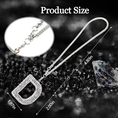 Bling Letter Hanging Ornament for Car Rear View Mirror, Crystal Rhinestone Initial Letter Car Hanging Charm, Cute Lucky Diamond Auto Mirror Pendant Decoration for Women Girls (Letter D) in Saudi Arabia