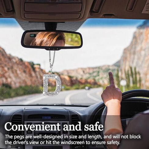 Bling Letter Hanging Ornament for Car Rear View Mirror, Crystal Rhinestone Initial Letter Car Hanging Charm, Cute Lucky Diamond Auto Mirror Pendant Decoration for Women Girls (Letter D) in Saudi Arabia