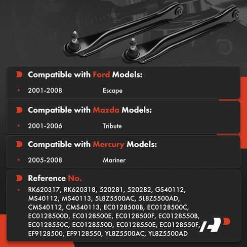 A-Premium 2 x Rear Lower Control Arms, with Ball Joint & Bushing, Compatible with Ford Escape 2001-2008 & Mazda Tribute 2001-2006 & Mercury Mariner 2005-2008 in Saudi Arabia