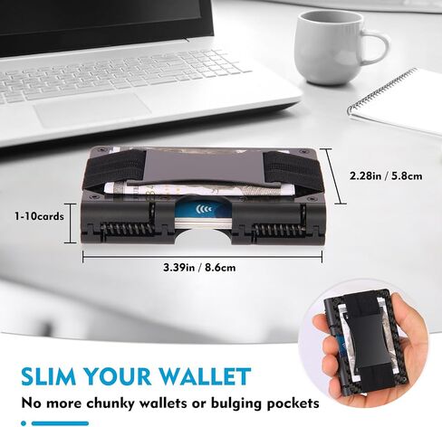 Wallet For Men - Reinvented Design Men's Wallet - Slim, Minimalistic & Seamless, Blocks RFID Scanners (Aluminum Black) in Saudi Arabia