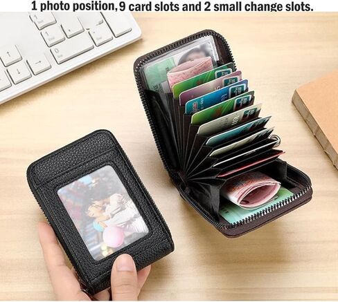 Credit Card Case Compact Wallet with ID Window for Men And Women with 11 Card Slots (Grey) in Saudi Arabia