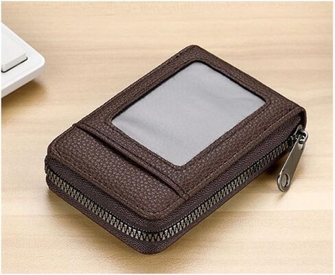 Credit Card Case Compact Wallet with ID Window for Men And Women with 11 Card Slots (Grey) in Saudi Arabia
