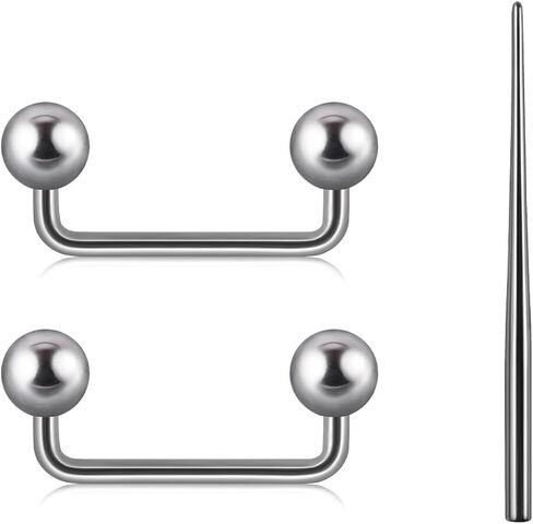 G23 Titanium 16G 4mm Ball/White Created Opal End 90 Degree Bent Staple Surface Tongue Eyebrow Nipple Externally Threaded Barbell Piercing 8-14mm in Saudi Arabia