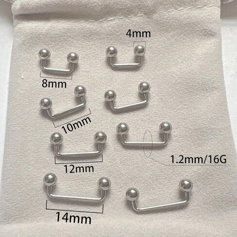 G23 Titanium 16G 4mm Ball/White Created Opal End 90 Degree Bent Staple Surface Tongue Eyebrow Nipple Externally Threaded Barbell Piercing 8-14mm in Saudi Arabia
