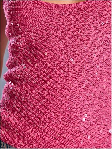 MakeMeChic Women's Sequin Sparkly Camisole Scoop Neck Sleeveless Knit Party Tank in Saudi Arabia