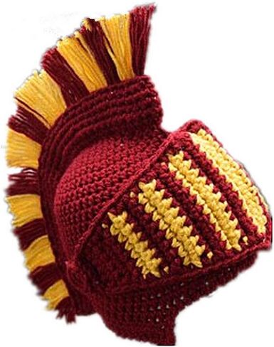 YEKEYI Funny Knight Helmet Beanie with Beard Hat Handmade Knitted Winter Thick Cap Octopus Hat Halloween Cosplay Ski Mask in Saudi Arabia