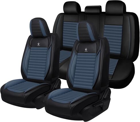 Car Seat Cover for Toyota Prius 2002-2024 Full Coverage Nappa Leather Car Seat Protector, Fashion Anti-Slip Waterproof Breathable Easy to Install, Auto Interior Accessories(Full Set,Black&Black) in Saudi Arabia