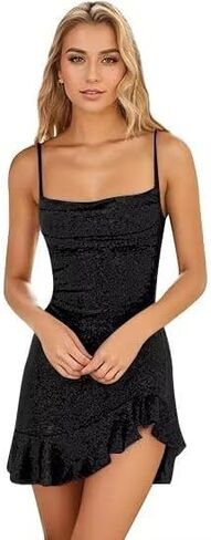 فساتين قصيرة ترتر لحفلات العودة للوطن للمراهقين 2025 أشرطة سباغيتي ضيقة سباركلي فستان حفلة موسيقية صغيرة لحفلات الكوكتيل in Kuwait