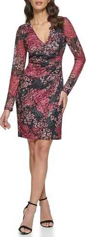 GUESS Womens Fitted Long Sleeve V-Neck Dress in Saudi Arabia