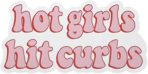 Funny Car Sticker Bumper Sticker Hot Girls Hit Curbs Stickers for Women Girls Vinyl Waterproof Cute Pink Car Decals for Trucks Skateboard Automotive Window Laptop in Saudi Arabia