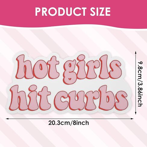 Funny Car Sticker Bumper Sticker Hot Girls Hit Curbs Stickers for Women Girls Vinyl Waterproof Cute Pink Car Decals for Trucks Skateboard Automotive Window Laptop in Saudi Arabia