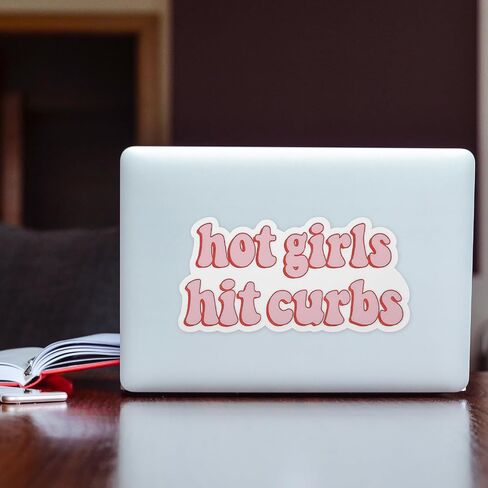 Funny Car Sticker Bumper Sticker Hot Girls Hit Curbs Stickers for Women Girls Vinyl Waterproof Cute Pink Car Decals for Trucks Skateboard Automotive Window Laptop in Saudi Arabia