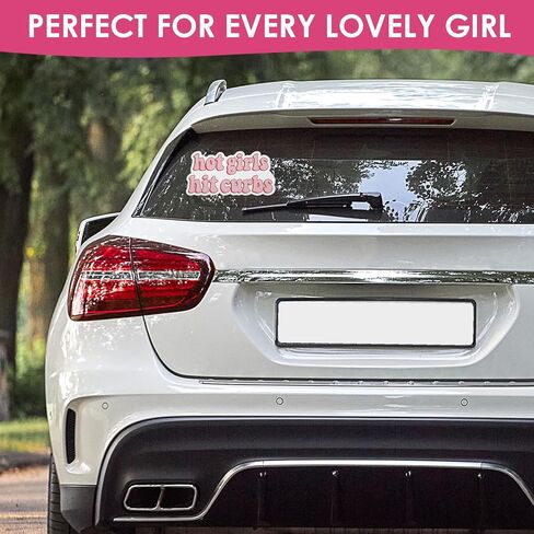 Funny Car Sticker Bumper Sticker Hot Girls Hit Curbs Stickers for Women Girls Vinyl Waterproof Cute Pink Car Decals for Trucks Skateboard Automotive Window Laptop in Saudi Arabia