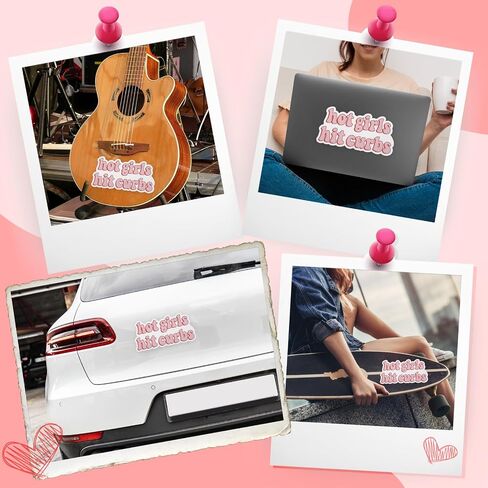 Funny Car Sticker Bumper Sticker Hot Girls Hit Curbs Stickers for Women Girls Vinyl Waterproof Cute Pink Car Decals for Trucks Skateboard Automotive Window Laptop in Saudi Arabia