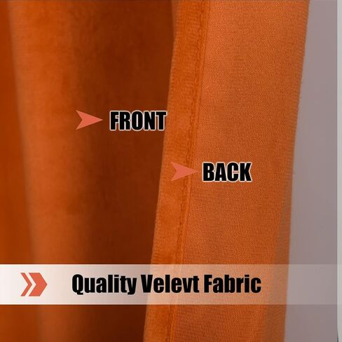 WPM WORLD PRODUCTS MART Orange Velvet Curtains Elegant Window Drapes for Luxury Living Room 84 Inch Long Panels Grommet Bedroom Privacy Sliding Door Backdrops Wedding Décor, Set of 2 (Orange) in Kuwait